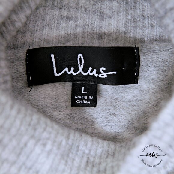 Lulu's Favorite Dream Heather Grey Turtleneck Sweater Gray Women Size L - Picture 10 of 11